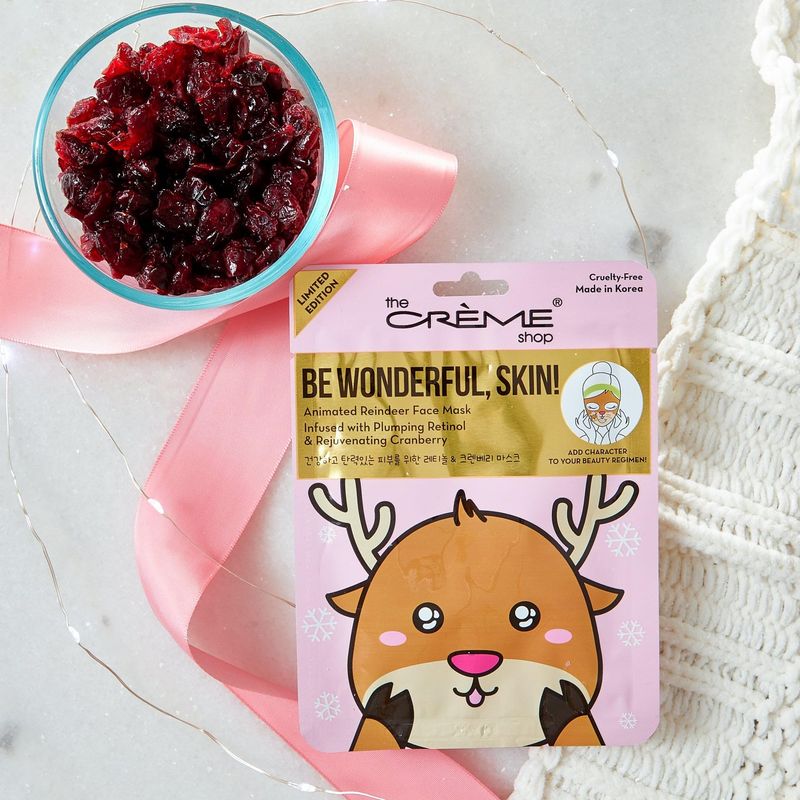 The Crme Shop Be Wonderful, Skin! Reindeer Holiday Animated Face Sheet Mask Korean Sheet Mask Holiday Gifts for Women Stocking Stuffers (3 Pack)