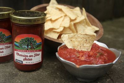 Cherry Republic Cherry on Fire Salsa - Extremely Hot Chunky Spicy Habanero High Heat Bold Flavor Sauce (16 Oz Jar)