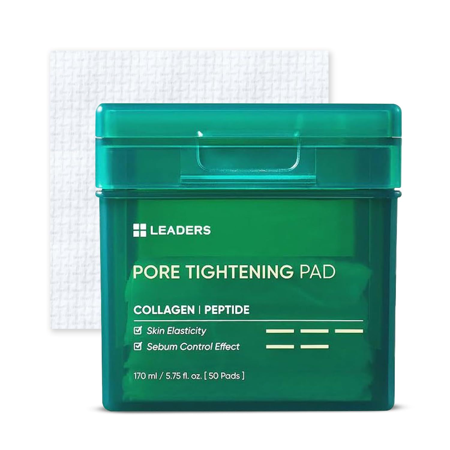 LEADERS Pore Tightening Toner Pad - Triple-Action Pore Improvement Skin Elasticity Vegan-Certified Clinically Proven Efficacy Korean Skincare 50 Pads x 170ml