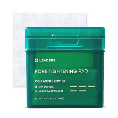 LEADERS Pore Tightening Toner Pad - Triple-Action Pore Improvement Skin Elasticity Vegan-Certified Clinically Proven Efficacy Korean Skincare 50 Pads x 170ml
