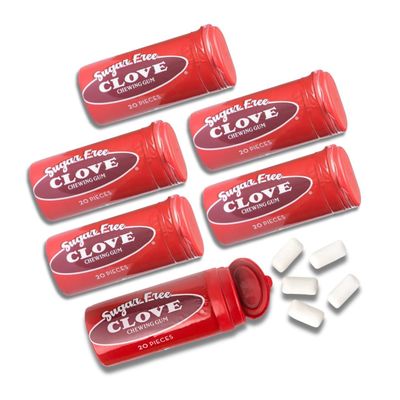 Gerrit Verberg&#39;s SUGAR FREE Gum - Gift Packs of 20 Piece Tubes By Lyza&#39;s Sweets &amp; Treats (Pack of 6, Clove)