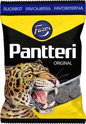 Fazer Pantteri (&#39;Panther&#39;) Original Finnish Salmiak Licorice Wine Gums Candy Bag 180g