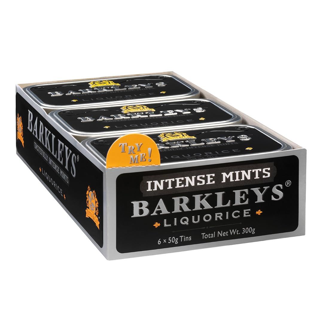 Barkleys Liquorice Breath Mints - Strong Licorice Flavored Cool Mint Candy For Party, After Dinner, Wedding, Every Day Use - Vegan Breath Freshener In Reusable Classic Travel Tins - 50-count, 6-Pack