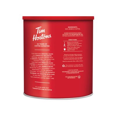 Tim Hortons Original Blend, Medium Roast Ground Coffee, Canadas Favorite Coffee, Made with 100% Arabica Beans, 48 Ounce Canister