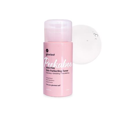 glowiest AHA PHA Skin Perfecting Peekaboo Toner - K-Beauty Face Toner, Exfoliating Treatment, Blemishes, Niacinamide, Pore Refining, Hydrating l Witch Hazel (Small)