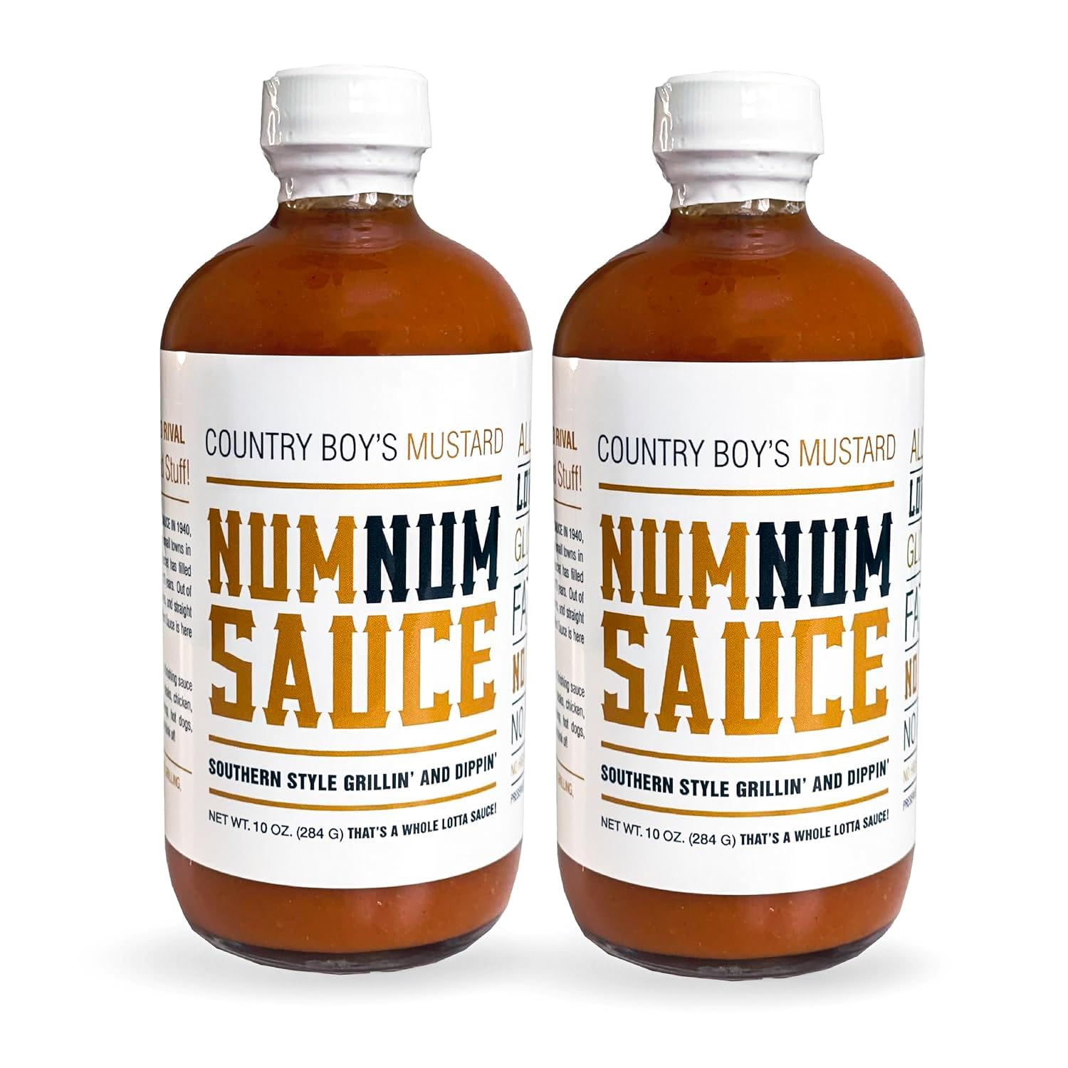 Num Num Sauce Kit - Mustard Sauce Bundle - Pack of 2 (10oz Bottles) - Southern Style Grill and Dipping Mustard - Low Sodium, Fat-Free, No Preservatives and Gluten-Free