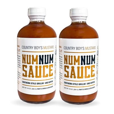 Num Num Sauce Kit - Mustard Sauce Bundle - Pack of 2 (10oz Bottles) - Southern Style Grill and Dipping Mustard - Low Sodium, Fat-Free, No Preservatives and Gluten-Free