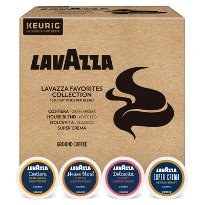 Lavazza Favorites Collection Variety Pack, Single Serve Keurig K-Cup Pods, Light and Medium Roast Coffees, 64-Count Box