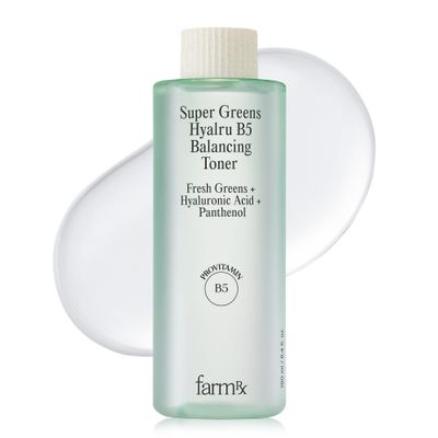 Farm Rx Super Greens Hyalru B5 Balancing Toner (6.4fl oz) - Lightweight, Hydrating, Soothing, Water-Based. Korean Skin Care. Hyaluronic Acid, Panthenol, Vegan.