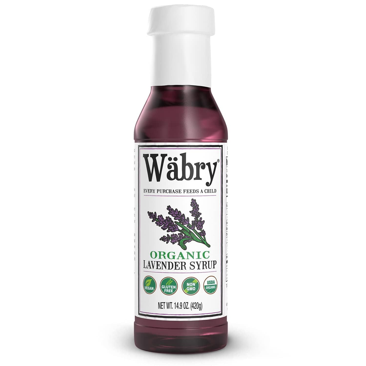 Wbry Lavender Syrup - 16.4oz (468g), Natural Coffee Syrup, Organic Snow Cone Syrup for Drizzling in Shaved Ice, Lattes, Tea &amp; Soda, Non-GMO, Dye-Free &amp; Vegan Syrups - 12 Servings Per Bottle
