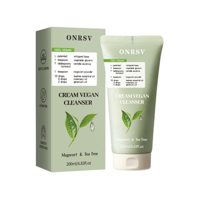 Whipped Cleanser Vegan Whipped Cream, Korean Cleanser For Oily Skin - Mugwort &amp; Tea Tree, Moisturizing Face Cleaner, Sebum &amp; Pore Care, Korean Skincare 200ml/6.83 fl.oz