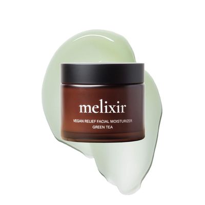 Melixir Vegan Relief Facial Moisturizer, Hydrating and Soothing Daily Cream to Protect Dry &amp; Sensitive Skin, Lightweight, with Korean Green Tea and Centella Asiatica, for Men and Women (2.7 fl. oz.)