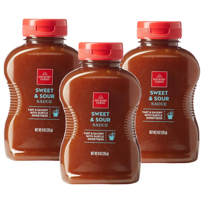 Hickory Farms Sweet and Sour Sauce - 3 Pack Great for Snacking, Dipping, Recipes, Glazes, and Charcuterie Boards