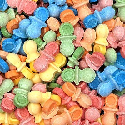 Bayside Candy Oh Baby Pacifiers Candy Uncoated Fruit Flavored Pacifier Shaped Pressed Candy (1LB)