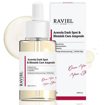 RAVIEL Acerola Blemish Care Ampoule Vitamin C Concentrate for Skin Vitality &amp; Anti-Wrinkle Care for All Skin Types Korean Skincare (1.01 fl oz)