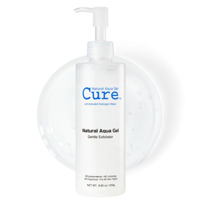 Cure by Toyo Aqua Gel Gentle Exfoliator Clear and Softer Skin Non-Abrasive Face and Body Cleanser Sensitive Skin Big Size 8.82oz