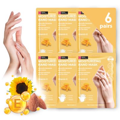 Innerest Original Derma Beauty Hand Mask 6 Pairs Moisturizing Vitamin E Hydrating Hand Mask Set Hand Mask Gloves Hand Repair Gloves Hand Care Hand Rejuvination Soothing Gloves