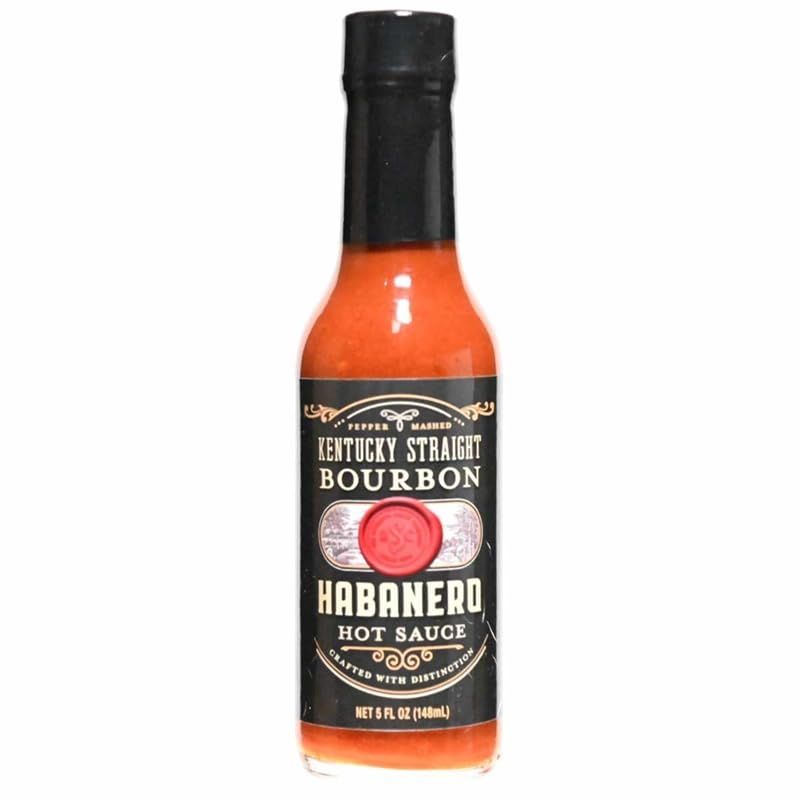 Kentucky Straight Bourbon Habanero Hot Sauce Perfect for Grilling Condiment for Chicken, Ribs, Veggies Rich &amp; Savory Flavor 5 Fl Oz