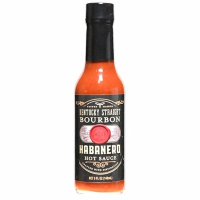 Kentucky Straight Bourbon Habanero Hot Sauce Perfect for Grilling Condiment for Chicken, Ribs, Veggies Rich &amp; Savory Flavor 5 Fl Oz