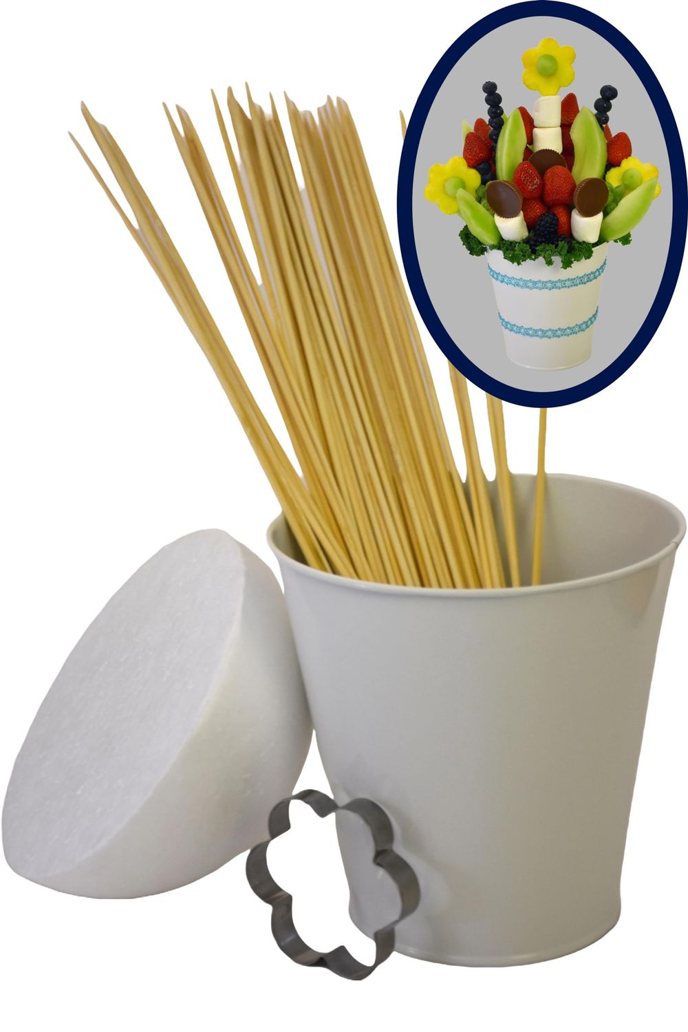 Dakota Merchandise The Edible Bouquet Kit - Create Your own Edible Arrangement - DIY - add Fruit or Candy to Make Your Bouquet - Includes 50 Kebab skewers