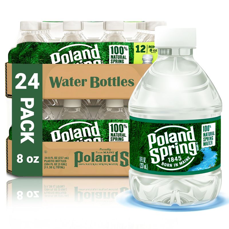 Poland Spring Water Bottles 24 Pack - Bottled Water, Small Water Bottles, Mini Water Bottle, Poland Spring 8 oz Bottled Water 24 Pack, 8 oz water bottles Drinking Water - Spring Water Bottles 24 Pack