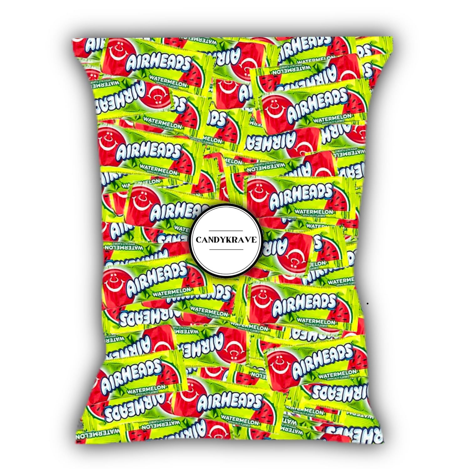 Airheads Candy Mini Bars, Watermelon Flavor, 80 Pieces Bulk Bag, Individually Wrapped Non-Melting Chewy Fruit Taffy, Gluten Free, Perfect for Birthdays, Parties &amp; Pantry (2 lbs)
