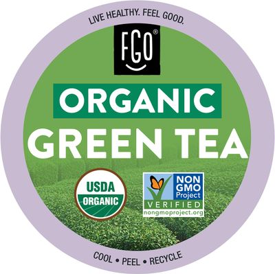 FGO Organic Green Tea K-Cup Pods for Keurig, 24 Count (Pack of 1), Premium Green Tea is USDA Organic, Non-GMO, &amp; Recyclable with Naturally Occurring Caffeine