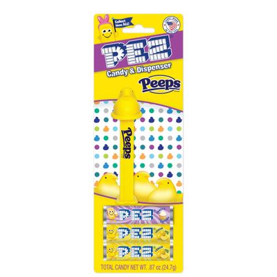 PEZ Peeps Easter Candy Dispenser - Blue Peep Pez Dispenser with 3 Candy Refills Easter Basket Candy, Party Favors, Grab Bags