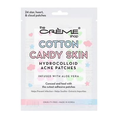 The Crme Shop Cotton Candy Skin - Hydrocolloid Acne Patches, Acne Healing Dots, Acne Stickers, Acne Treatment Patches Ultra Aloe Boost - 3 sizes, 72 patches