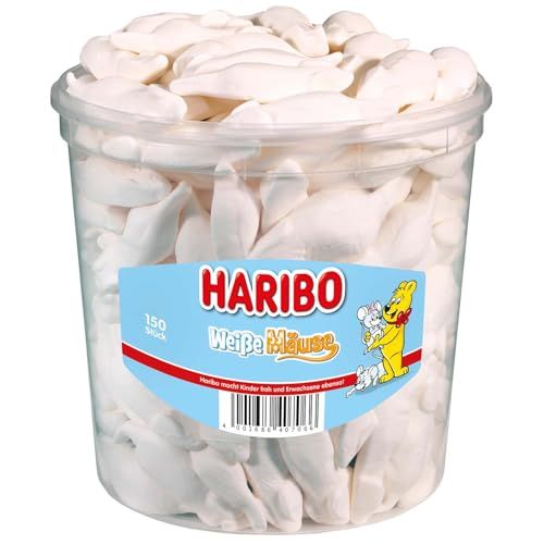 Haribo Weisse Maeuse ( White Mice) Tub -150 pcs