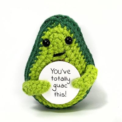 Tiny Detalles Mini Funny Positive Avocado, Funny Crochet Toys with Encouragement Card, Sentimental Support Avocado for Birthday Cheer Up Gifts and Party Decorations