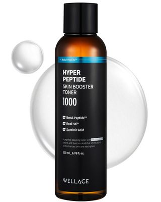 WELLAGE Hyper Peptide Skin Booster Face Toner - Korean Facial Astringent for Anti-Aging, Wrinkle Improvement, Elasticity Enhancement with Botul-Peptide, K-Beauty Skincare, 6.76 fl.oz.