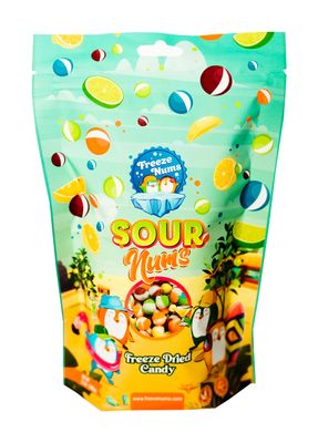 Sour Nums 5.1 Ounce Bag - Freeze Dried Candy - Sour Fruit Flavor - Gluten Free, Premium Quality