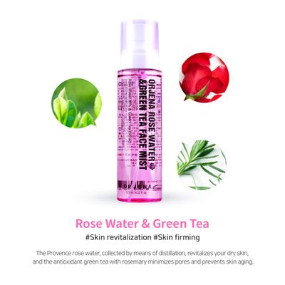 ORJENA Rosewater &amp; Green Tea Face Mist Face Spray Rose Water for Face Rosewater SprayKorean Skin Care K BeautyK Cosmetic