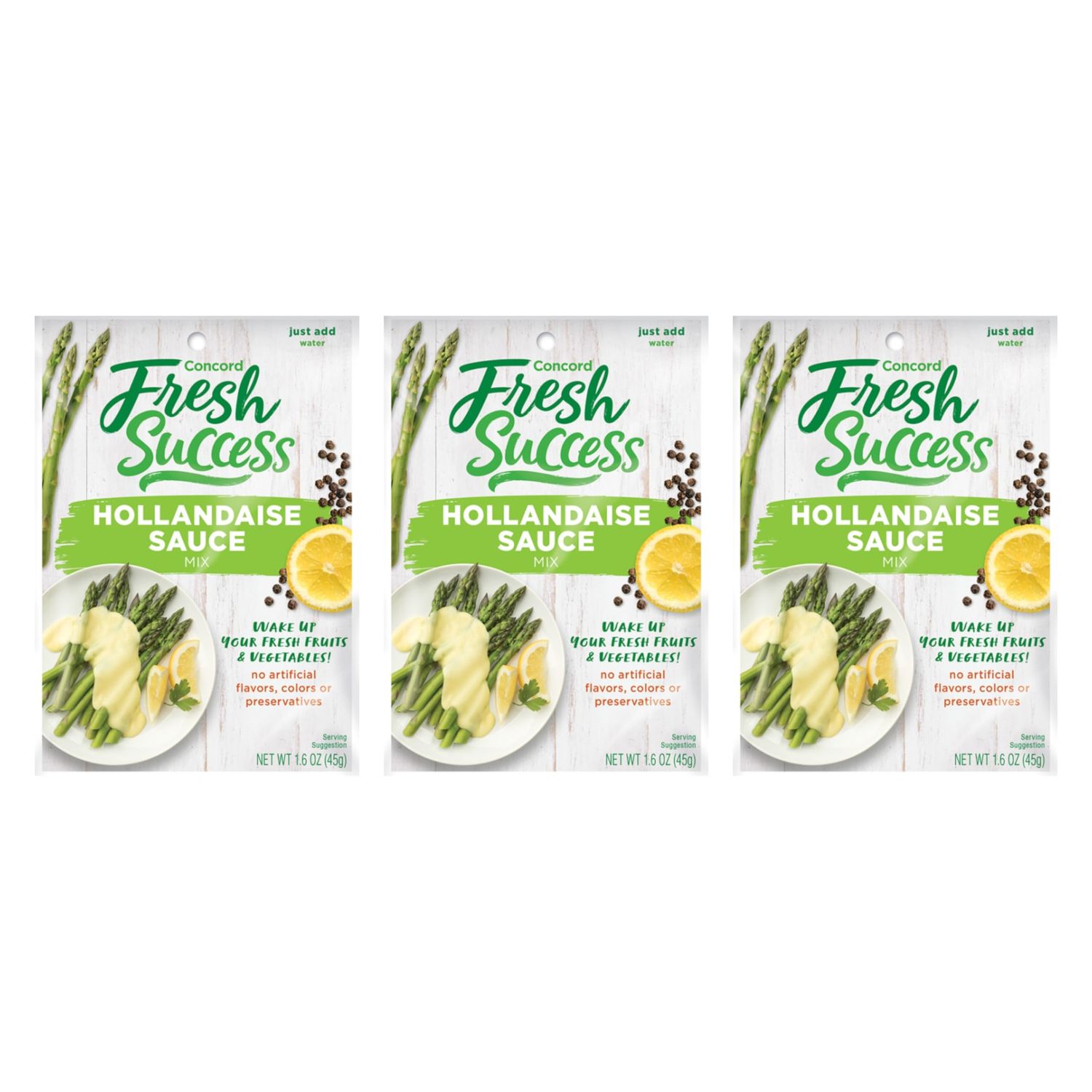 Concord Foods Hollandaise Sauce Mix: Indulgent Lemon &amp; Butter Infusion for Gourmet Dining - Elevate Your Meals with Creamy Richness &amp; Zesty Citrus! 1.6 Ounce (Pack of 3)