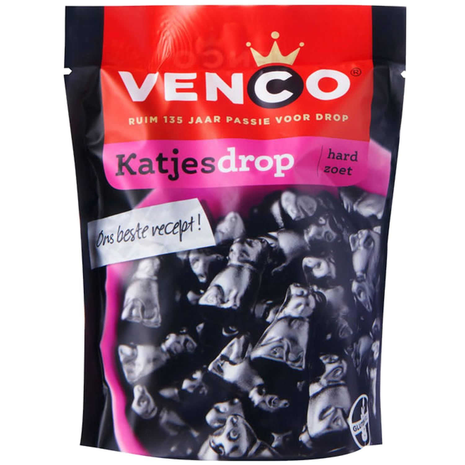 Venco Katjesdrop I Hard and Sweet Cat shaped Licorice from the Netherlands I Dutch Sweet intense Liquorice Taste from Holland 225g 7.93 ounce