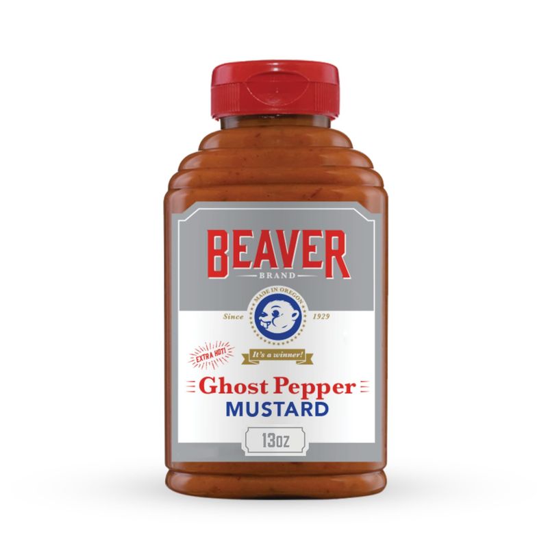 Beaver Extra Hot Ghost Pepper Mustard, 13 oz squeeze bottle