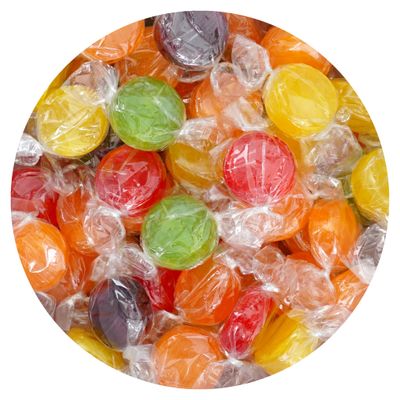 Assorted Fruit Hard Candy, 3 Pound Bulk Candy (Approx. 150 pcs.), Individually Wrapped Hard Candy, Fruit Discs Candy, The Hampton Popcorn &amp; Candy Company