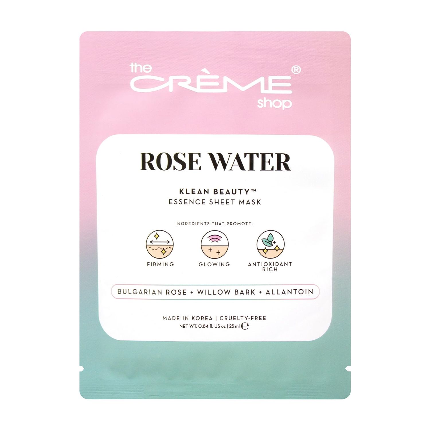 The Crme Shop Korean Skincare Beauty Full Facial Advanced Sheet Daily Natural Essence easy-to-use Soothing - Rose Water Face Mask 5 Piece Set