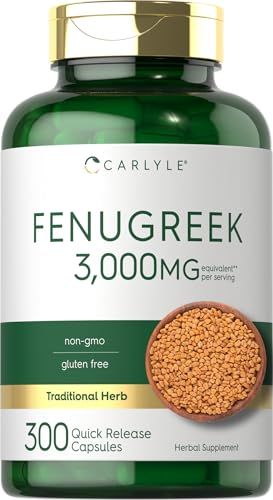 Carlyle Fenugreek Capsules 300 Count Non-GMO &amp; Gluten Free Extract Fenugreek Seeds