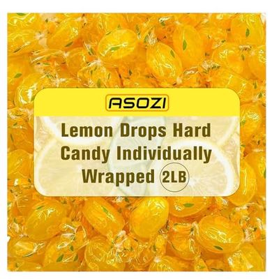 Lemon Candy Hard Drops 2lb - Quality Old-Fashioned Lemon Drops individually Warped with a soft center, Sweet &amp; Tart Candy Delight, Perfect Lemony Flavor, by ASOZI