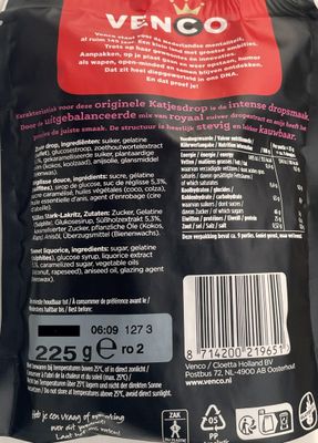 Venco Katjesdrop I Hard and Sweet Cat shaped Licorice from the Netherlands I Dutch Sweet intense Liquorice Taste from Holland 225g 7.93 ounce
