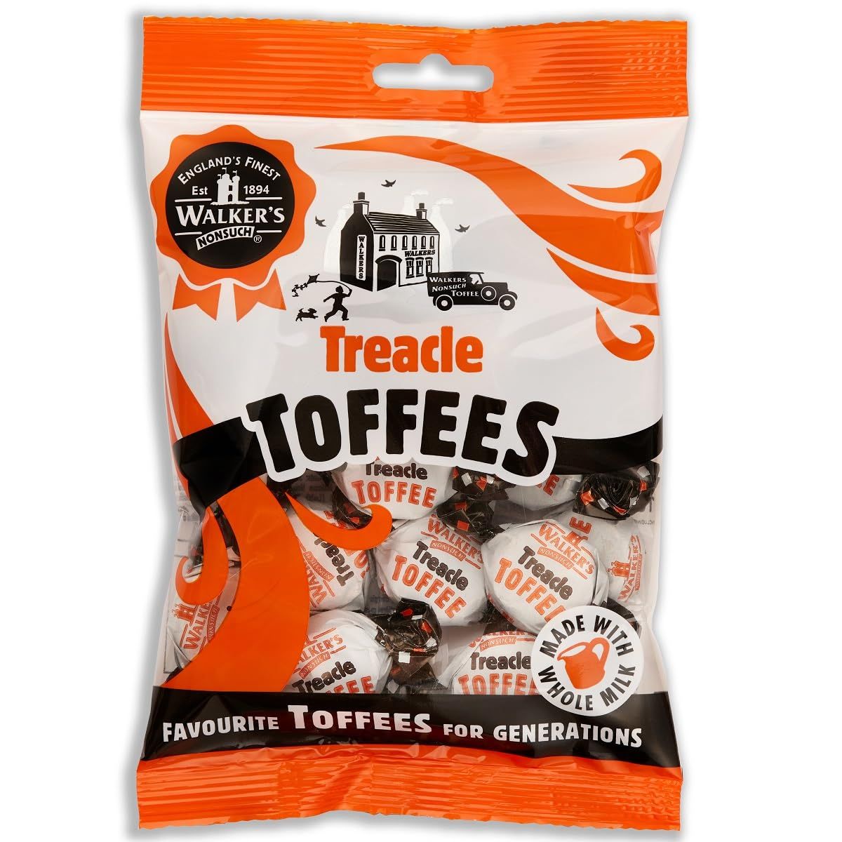 Walkers&#39; Nonsuch Treacle Toffee with Condensed Milk &amp; Black Treacle Classic English Chewy Toffee Imported from the UK Traditional British Sweet 5.29 Oz (150g)