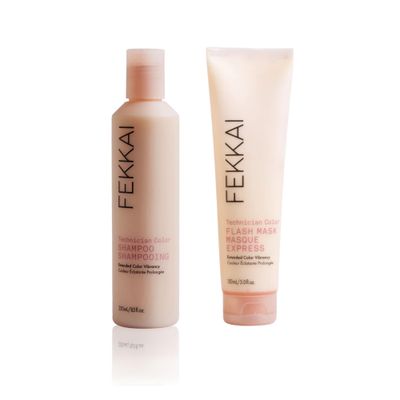 FEKKAI Technician Color Shampoo (8.5 oz) Flash Mask (5 oz) - Extends Vibrancy of Color-Treated Hair - Free of Sulfates, Parabens, Phthalates - Vegan, Cruelty-Free