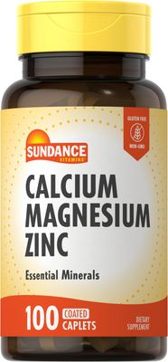 Sundance Calcium Magnesium Zinc 100 Caplets Essential Mineral Supplement Vegetarian, Non-GMO, and Gluten Free Formula