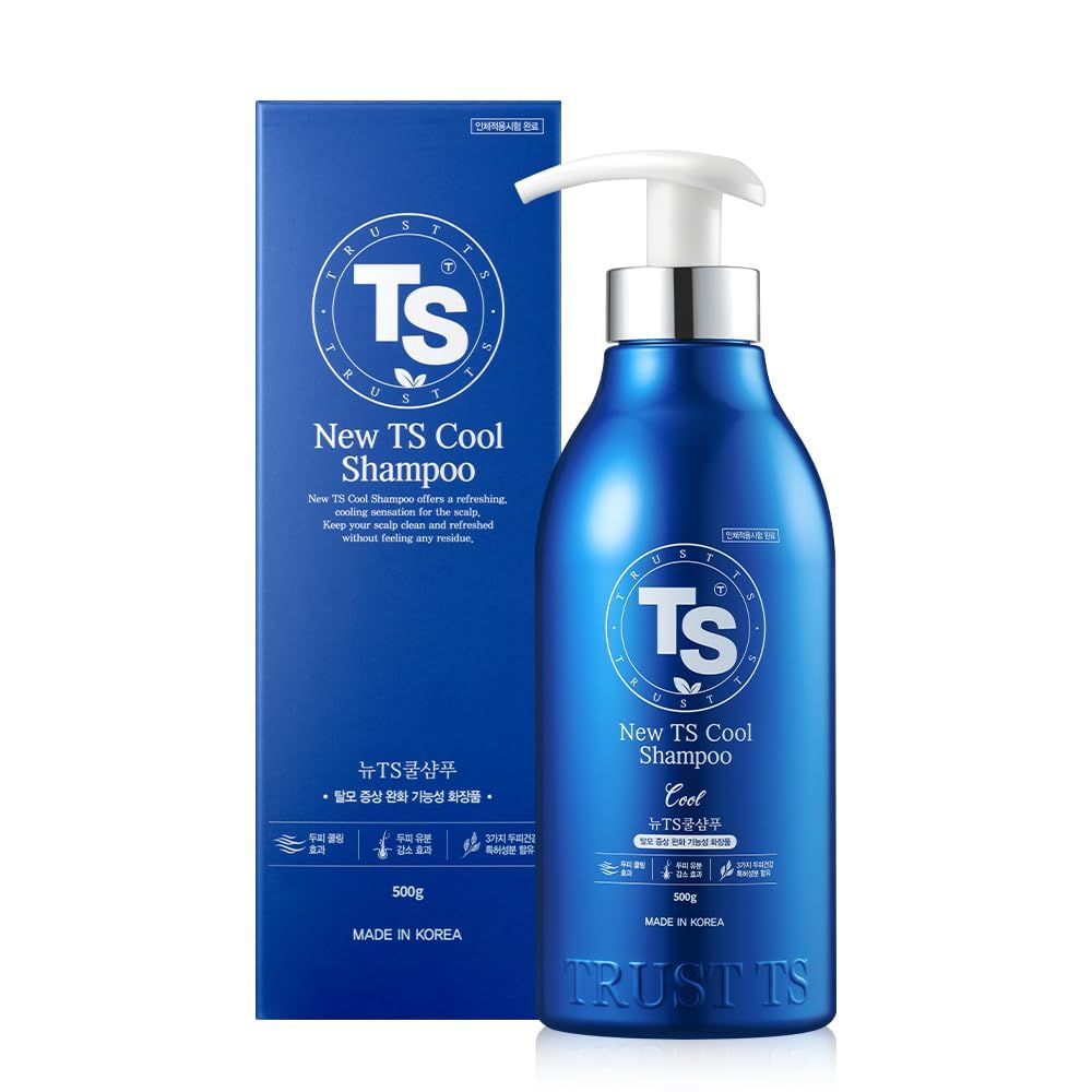 New TS Cool Shampoo for Scalp and Hair (16.9 Fl Oz) Therapy Shampoo Mint Scent with Essential Oil Natural Ingredients Parabens free Anti- Dandruff Cooling Made in Korea