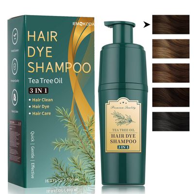 Instant Hair Color Shampoo for Gray Hair, 500ML 3-in-1 Tea Tree Shampoo for All Hair Types, Natural Plant Bubble Hair Dye Kit for Women Men