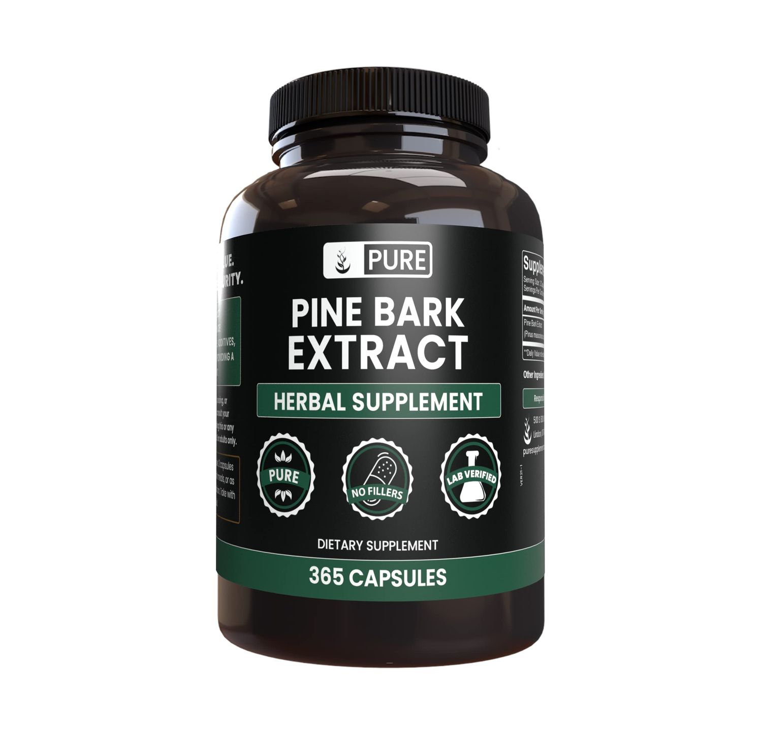PURE ORIGINAL INGREDIENTS Pine Bark Extract (365 Capsules) No Magnesium Or Rice Fillers, Always Pure