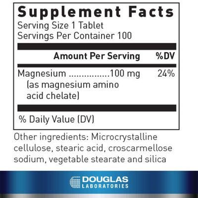 Douglas Laboratories Chelated Magnesium Supports Energy Metabolism, Heart, Skeletal Muscles and Nervous System 100 Tablets