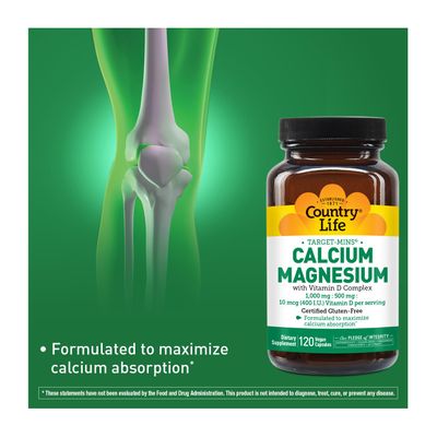 Country Life Cal-Mag Veg Capsules, 120 Capsules
